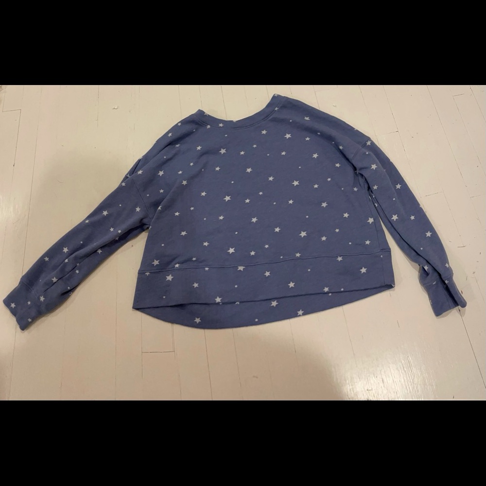 blue/purple star cropped sweatshirt